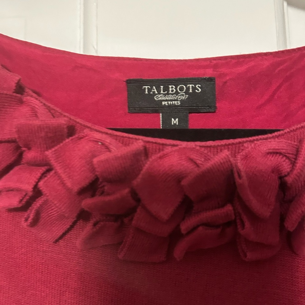 Talbots Red Ruffled Neck Sweater - Picture 2 of 3